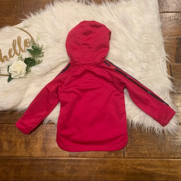 ADIDAS Baby Girl Warm up Jacket Size 18 M Full Zip Pockets Pink 3 Stripe - Picture 3 of 4